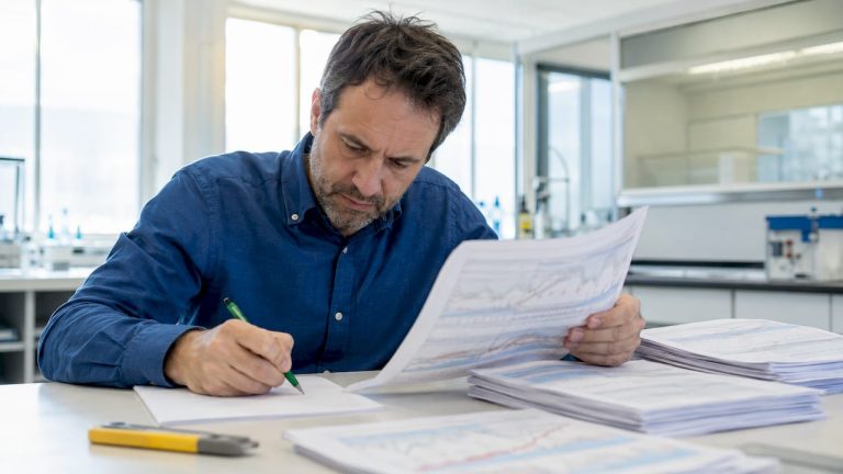 Finansų analitikas analizuoja valiutų kursų ataskaitas