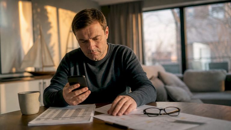 Vyras namuose žiūri, kaip keičiasi valiutų kursai