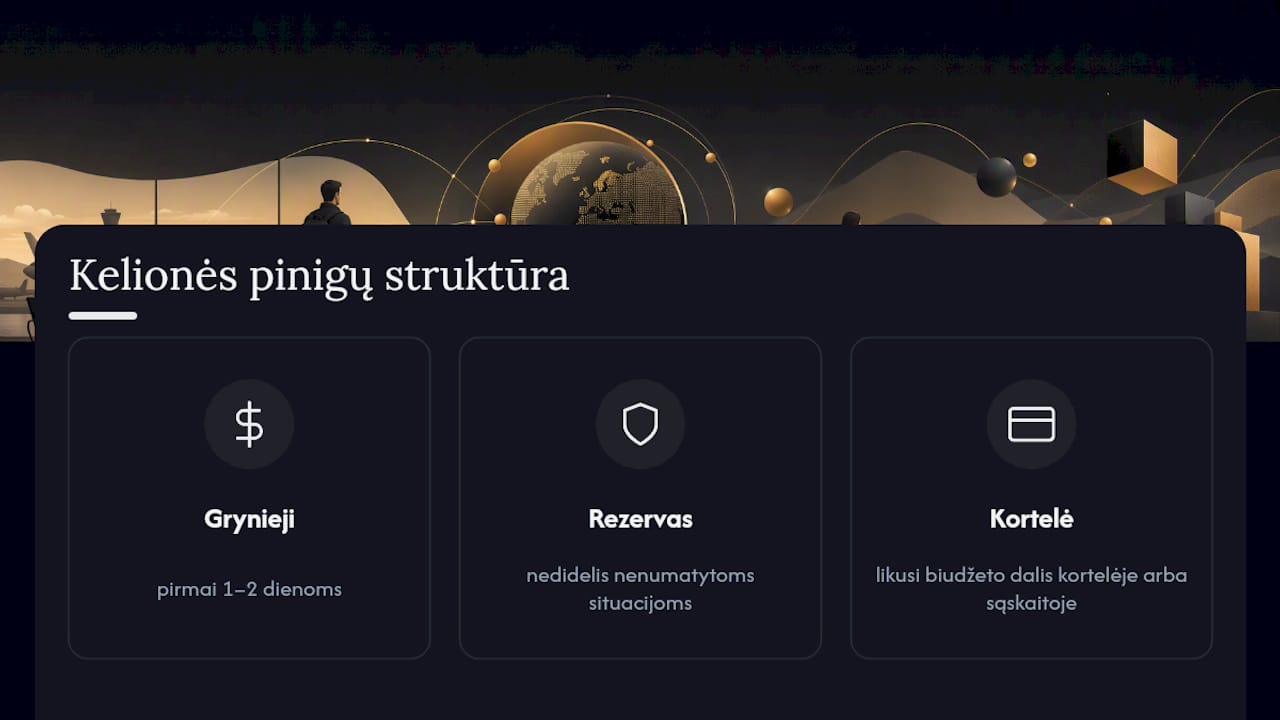 Kelionės grynųjų pinigų biudžeto paskirstymas
