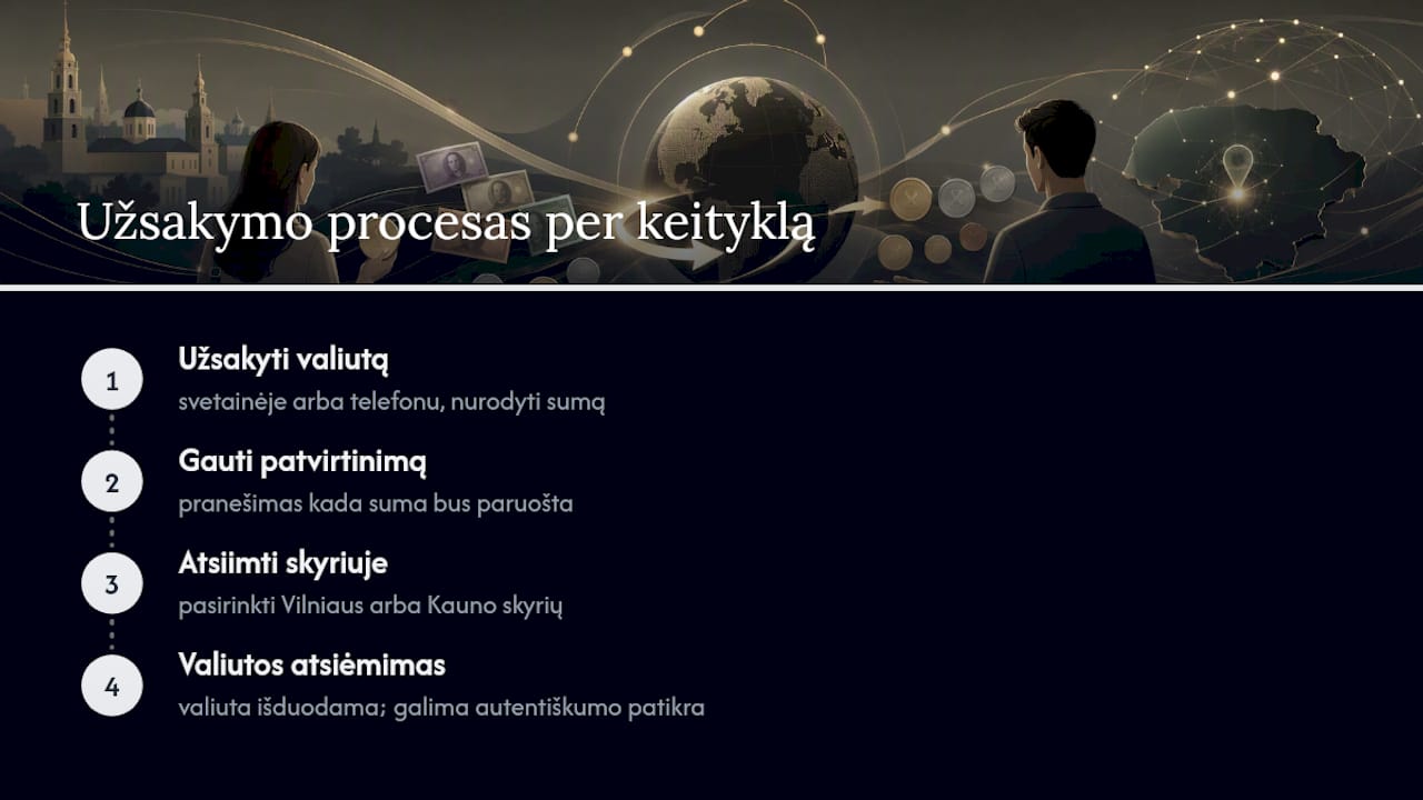 Keturi retų valiutų užsakymo žingsniai