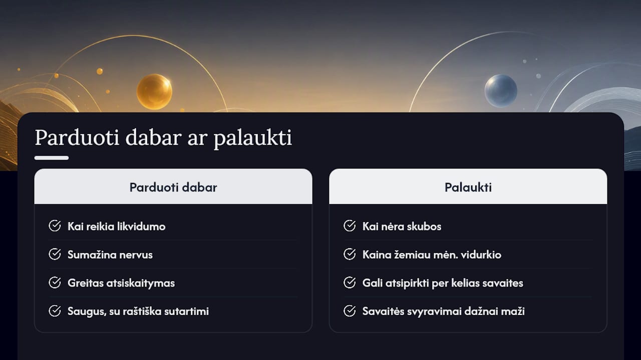 Kada verta parduoti dabar, o kada palaukti — overview diagram