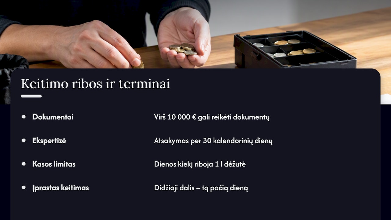 Kiek pinigų gausite iš karto: limitai, mokesčiai ir laukimo laikas — overview diagram