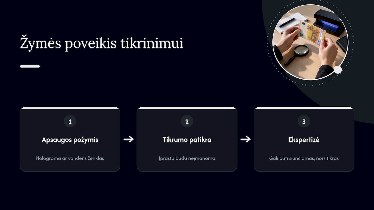 Kaip užrašas gali sutrukdyti patikrinti eurą