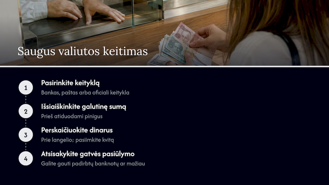 Saugaus valiutos keitimo Serbijoje žingsniai